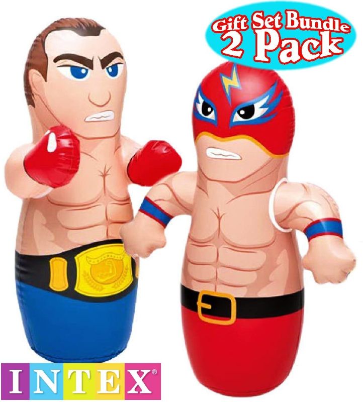 Photo 1 of Intex 3D Bop Bag Blow Up Inflatable Boxer & Wrestler Gift Set Bundle - 2 Pack
