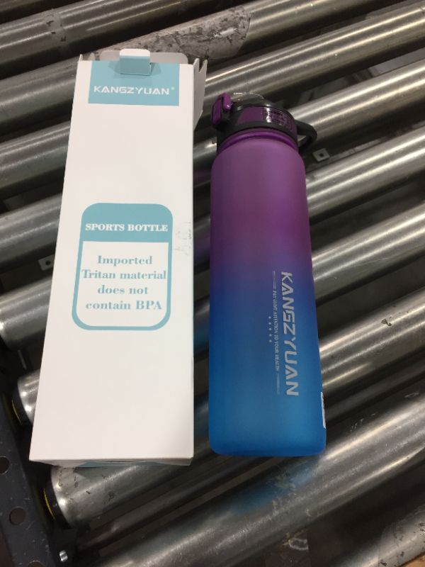 Photo 2 of 1 Liter Water Bottles Leakproof Gym Water Bottle BPA Free Water Bottle with Straw for Workouts and Outdoor to Ensure You Drink Enough Water for Fitness
