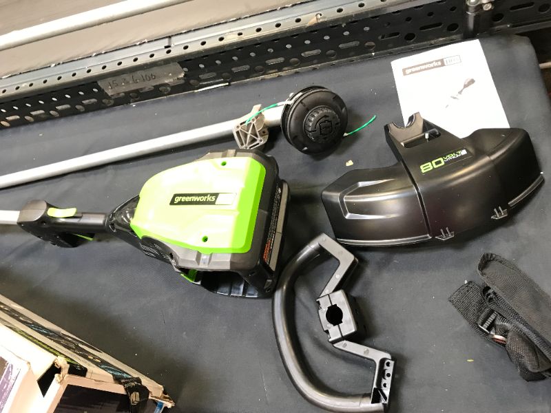 Photo 2 of Greenworks 80V 16 inch Brushless String Trimmer, 2.0Ah Battery & Rapid Charger Included, ST80L210
