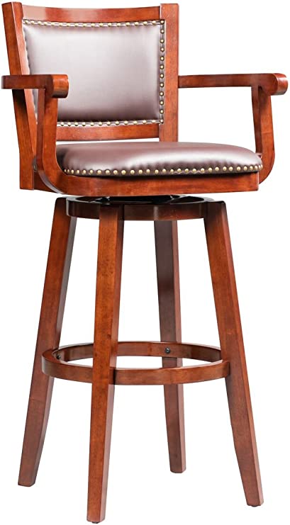 Photo 1 of Boraam Broadmoor Swivel Extra Tall Barstool, 50-Inch, Cherry
