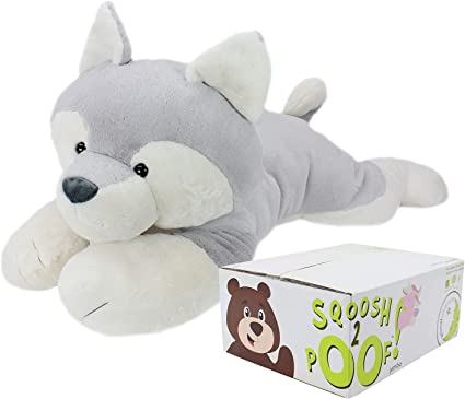 Photo 1 of Animal Adventure | Sqoosh2Poof Giant, Cuddly, Ultra Soft Plush Stuffed Animal with Bonus Interactive Surprise - 44" Husky
