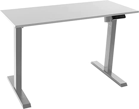 Photo 1 of TechOrbits Electric Standing Desk Frame with 47 x 24 Tabletop - Motorized Workstation Two Leg Stand Up Desk with Memory Settings and Telescopic Sit Stand Height Adjustment (Grey Frame/White Top)
