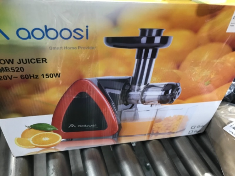 Photo 3 of Aobosi Slow Masticating Juicer Machine, Cold Press juicer Extractor, Quiet Motor, Reverse Function, High Nutrient Fruit and Vegetable Juice with Juice Jug & Brush for Cleaning
