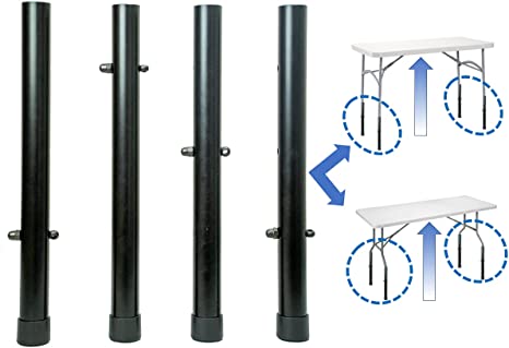 Photo 1 of TEH SMART Table Leg Extenders for Folding Table – 4-Pack Table Risers for Straight and Bent Legs – Highly Durable Steel Construction – 16 Inches Height – Ideal for Back Pain (Black, 400x35)
