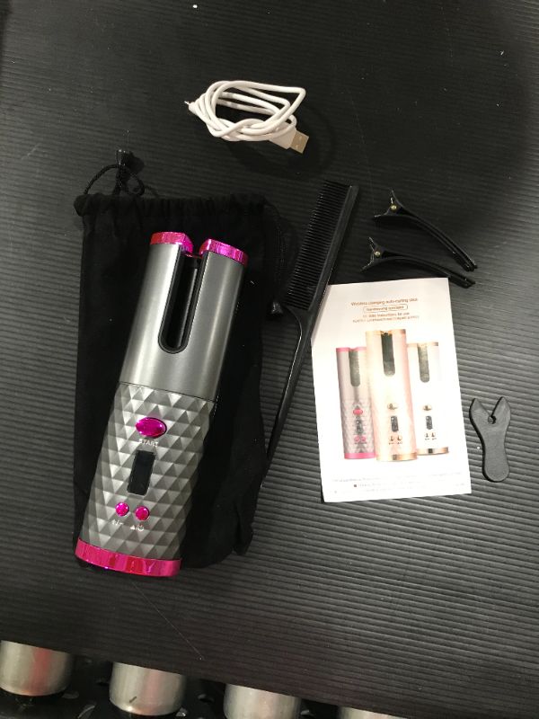 Photo 1 of Fezax Cordless Auto Hair Curler, Automatic Curling Iron with LCD Display Adjustable Temperature & Timer, Portable Rechargeable Rotating Ceramic Barrel Curling Wand Fast Heating for Hair Styling
