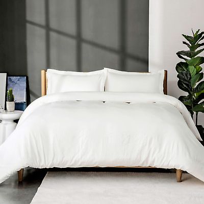 Photo 1 of Bedsure White Washed Duvet Cover Set Full/Queen Size with Zipper Closure