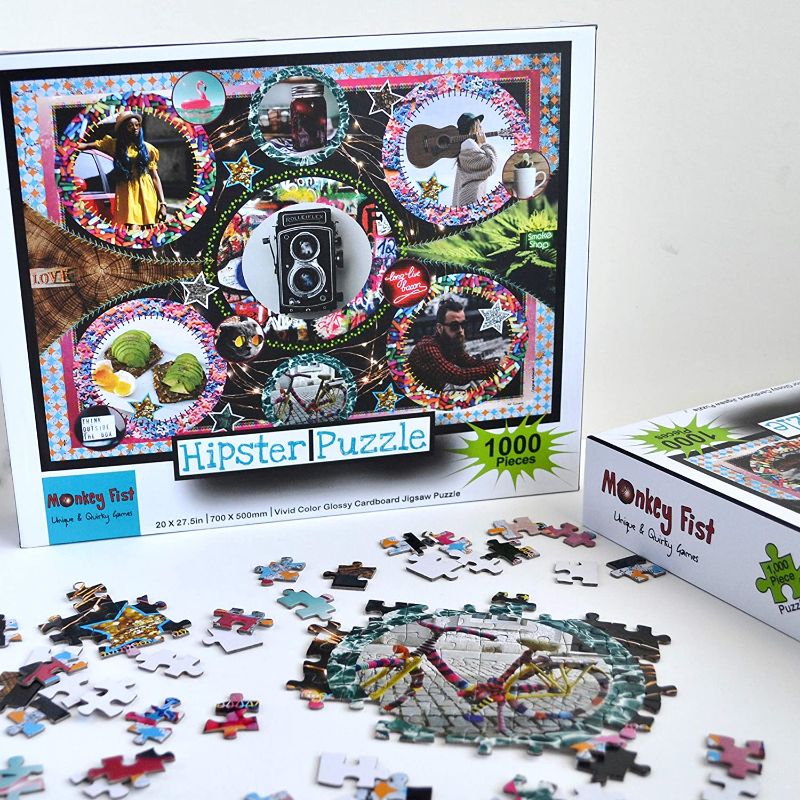 Photo 1 of Hipster Collection - 1000 Piece Jigsaw Puzzle for Adults - Glossy & Colorful, Perfect Ironic Millennial Gift
