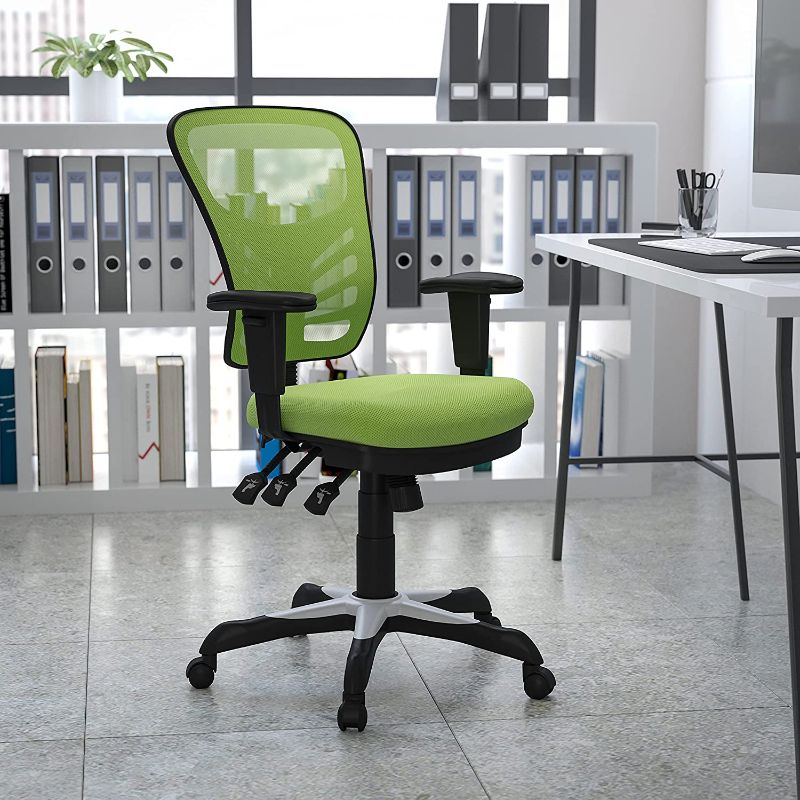 Photo 1 of Flash Furniture Mid-Back Green Mesh Multifunction Executive Swivel Ergonomic Office Chair with Adjustable Arms
