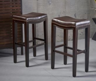 Photo 1 of Avondale 30 in. Brown Backless Bar Stools (Set of 2)