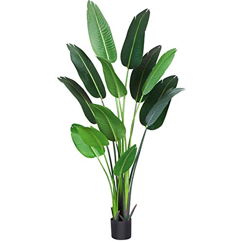 Photo 1 of Fopamtri Artificial Bird of Paradise Plant 6 Feet Fake Palm Tree with 13 Trunks Faux Tree for Indoor Outdoor Modern Decoration Feaux Plants in Pot for Home Office Perfect Housewarming Gift