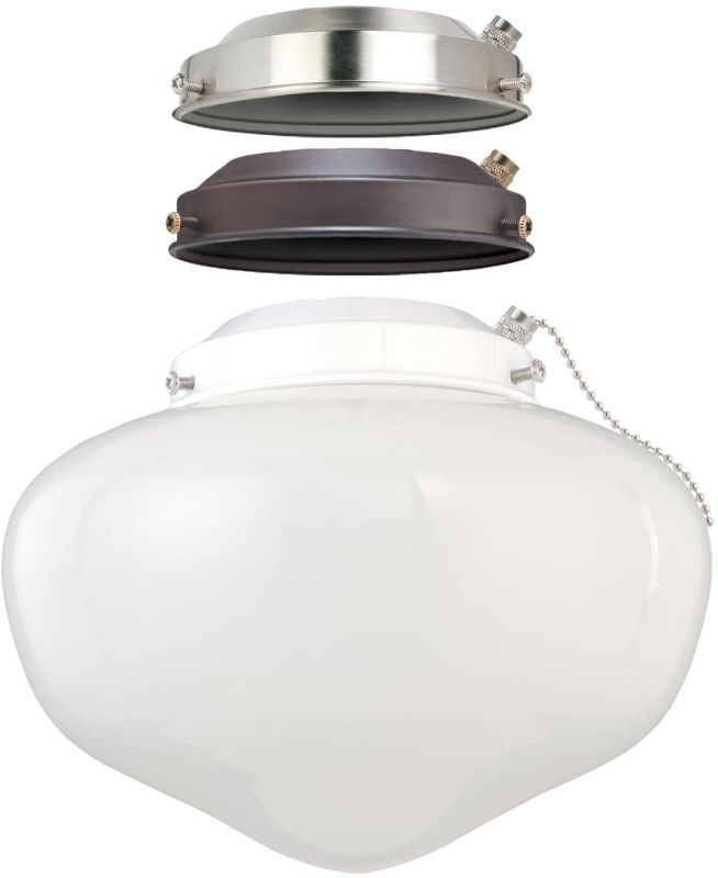 Photo 1 of Westinghouse Lighting 7785200 LED Schoolhouse Indoor/Outdoor Energy Star Ceiling Fan Light Kit, Three Fitters with White Opal Glass
