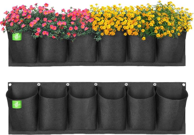 Photo 1 of ANGTUO Hanging Wall Planters for Indoor Plants 6 Pockets New Upgraded Waterproof Vertical Planter Plant Hanger for Hanging Garden Home Decoration
