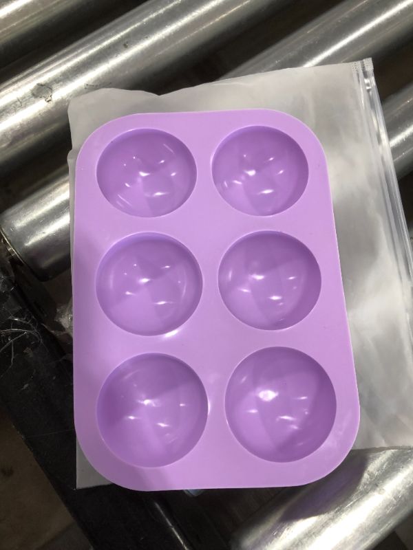 Photo 2 of 6 Holes Silicone Mold, Semi Sphere Silicone Mold, Chocolate Mold, Baking Mold for Making Chocolate bombs,Candy, Cake ,Jelly, Pudding and Mousse (Purple, 2Pcs)
