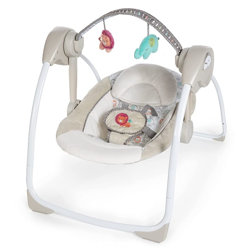 Photo 1 of Ingenuity Soothe 'n Delight 6-Speed Compact Portable Baby Swing with Music and Toy Bar, Folds for Easy Travel - Cozy Kingdom
