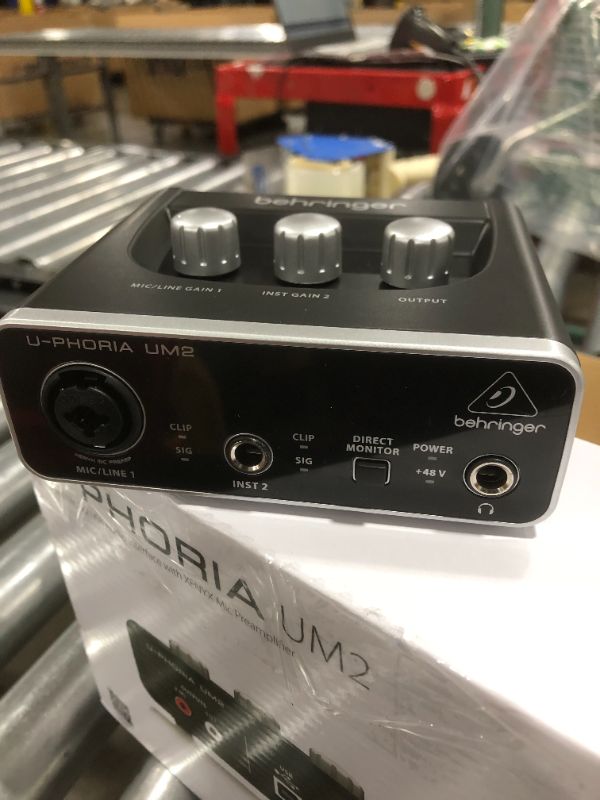 Photo 2 of BEHRINGER Audio Interface, 1x XLR/TRS 1x 1/4" 2X RCA USB, Black, 1-Channel (UM2)
