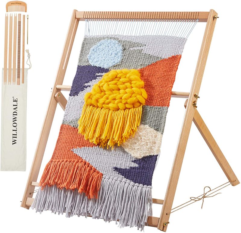 Photo 1 of WILLOWDALE 25.2"H x 19.3"W Weaving Loom with Stand Wooden Multi-Craft Weaving Loom Arts & Crafts, Extra-Large Frame, Develops Creativity Weaving Frame Loom with Stand for Beginner
