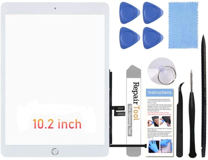 Photo 1 of Fixerman Touch Screen for iPad 7th Gen 8th Gen Digitizer 10.2"(A2197 A2198 A2200,A2270, A2428, A2429, A2430) Glass Replacement Parts(NO LCD),with Home Button+Pre-Installed+Repair Tools(White)
