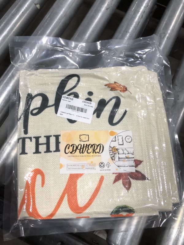 Photo 1 of CDWERD Fall Pillow Covers 18x18 Inch Set of 4 Autumn Throw Pillowcase Farmhouse Truck Pumpkin Patch Leaves Thanksgiving Decorations Linen Cushion Case for Home Decor
