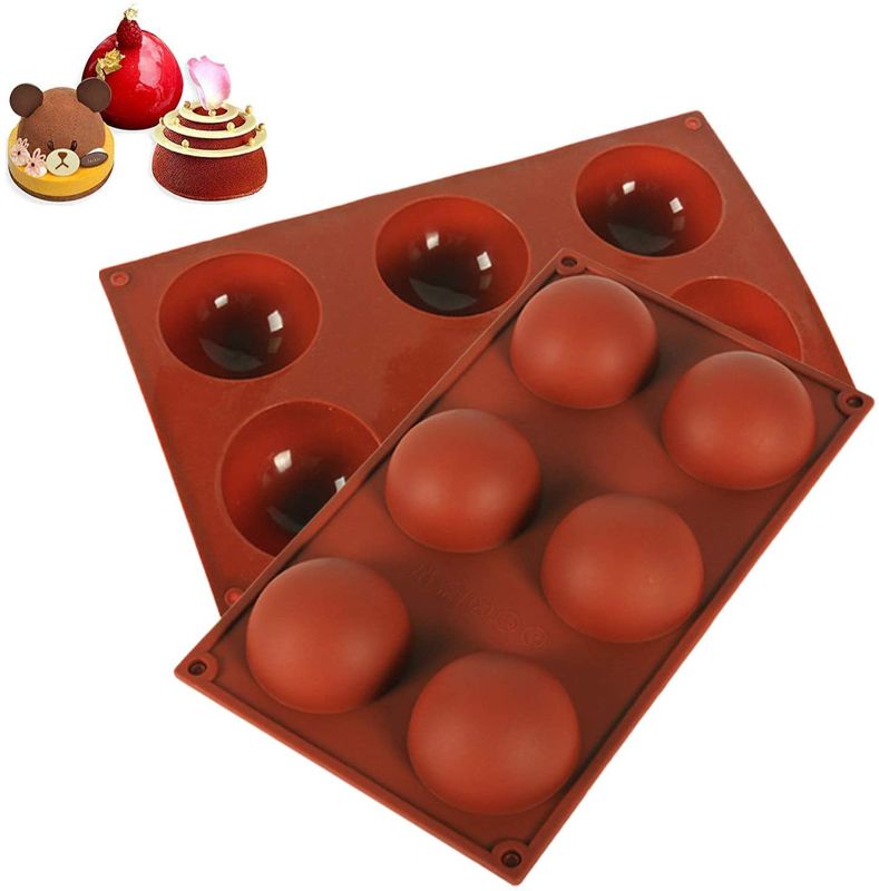 Photo 1 of 6 Semi Sphere Silicone Mold, DIY Baking Mold for Making Chocolate, Cake, Jelly, Dome Mousse,Set of 2
