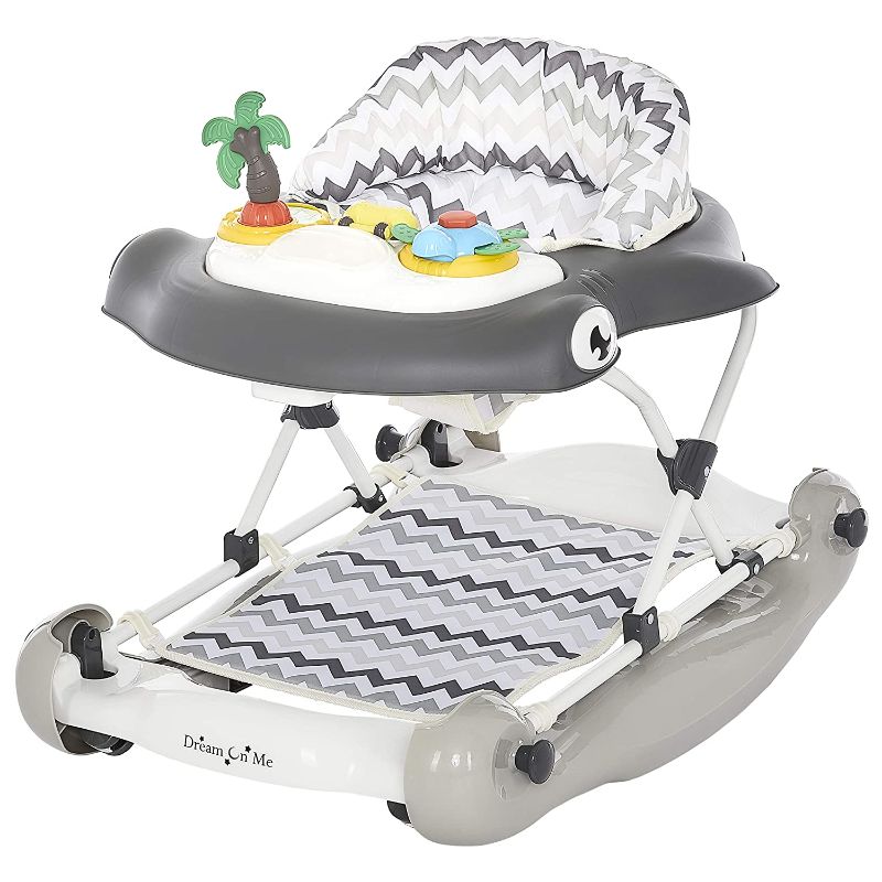 Photo 1 of Dream On Me 2-in-1 Aloha Fun Activity Baby Walker and Rocker, Grey
