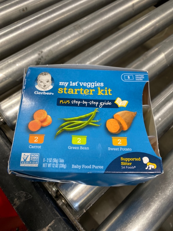 Photo 1 of (Pack of 12) Gerber 1st Foods My 1st Veggies Baby Food Starter Kit, 2 Oz Tubs
exp may 31 2022