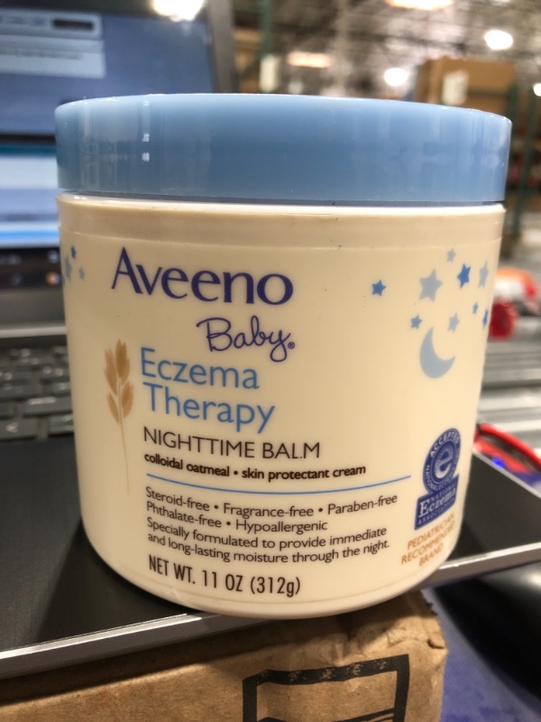 Photo 1 of Aveeno Baby Eczema Therapy Nighttime Moisturizing Body Balm, Colloidal Oatmeal & Ceramide, Soothes & Relieves Dry, Itchy Skin from Eczema, Hypoallergenic, Fragrance- & Steroid-Free, 11 oz
