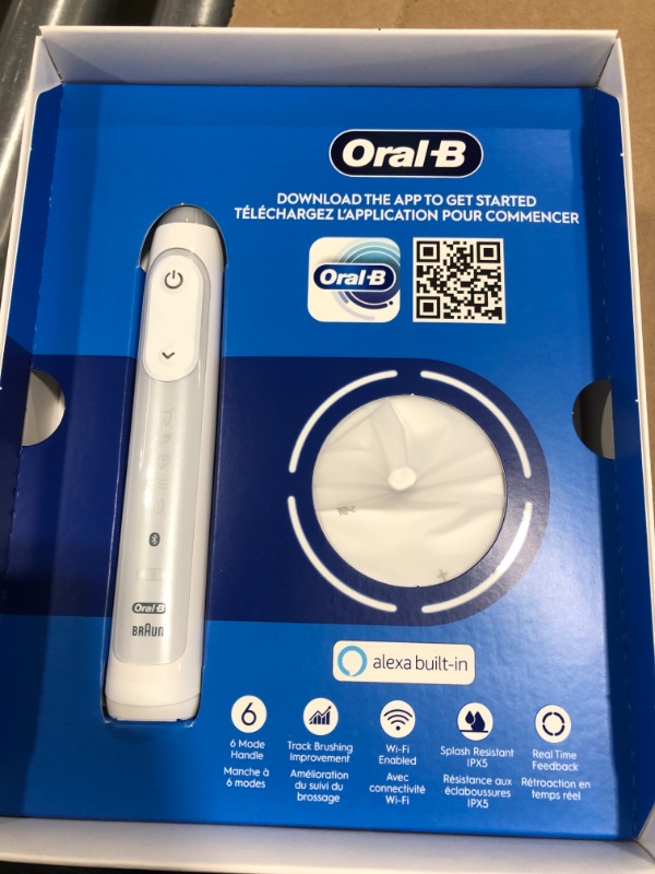 Photo 3 of Oral-B Electric Toothbrush, Alexa Built-In, Amazon Dash Replenishment Enabled, White, Smart Brushing System
