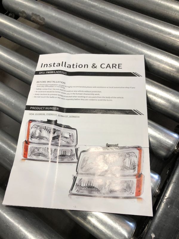 Photo 4 of 2003-2006 Silverado Headlight Assembly by POLLY WALES - Headlights for 2003 2004 2005 2006 Chevy Silverado 1500/2500/3500 Headlamp Replacement Left and Right - Black Housing
