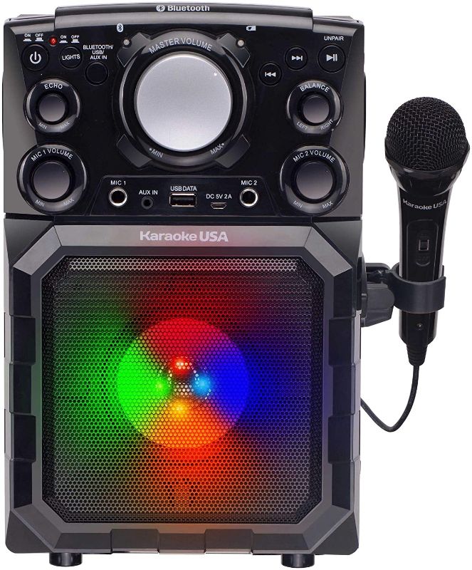 Photo 1 of Karaoke USA Portable MP3 Karaoke Player with Bluetooth, PA, and Built-In Battery (GQ410) , Black
