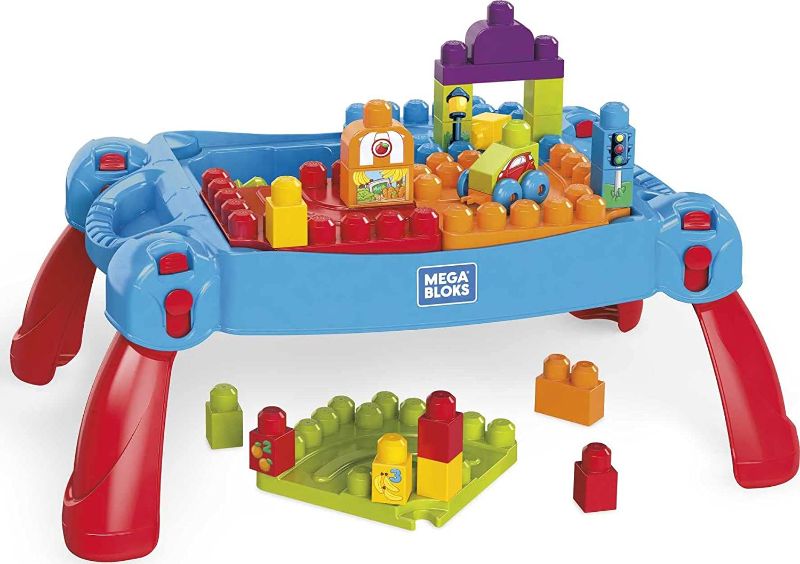 Photo 1 of Mega Bloks First Builders Build 'n Learn Table with Big Building Blocks, Building Toys for Toddlers (30 Pieces)
