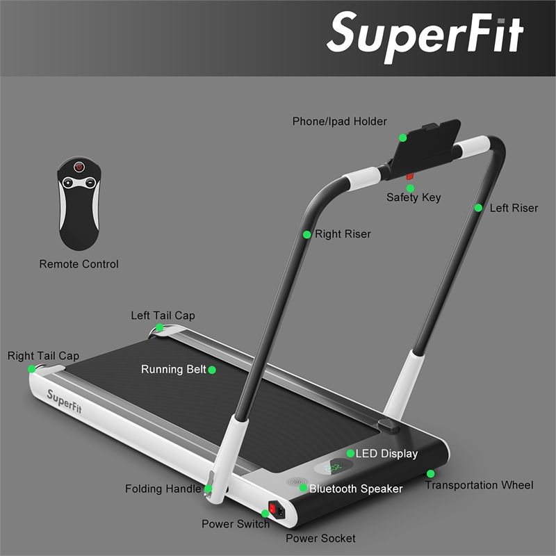 Photo 1 of SuperFit 2.25HP 2 in 1 Folding Treadmill Remote Control 