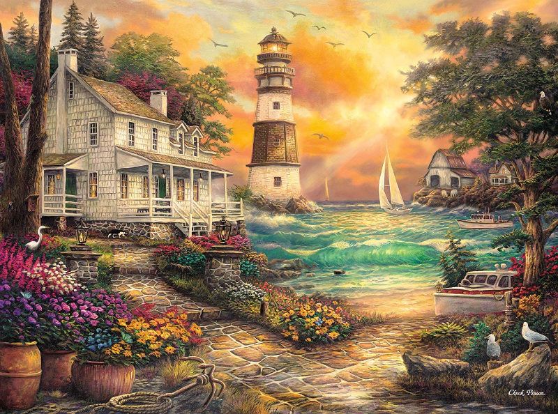 Photo 1 of Buffalo Games - Chuck Pinson - Cottage By The Sea - 1000 Piece Jigsaw Puzzle
