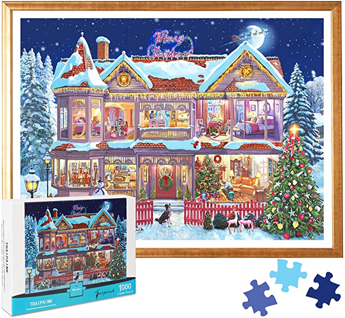 Photo 1 of Jigsaw Puzzles for Adults, 1000 Piece Puzzles, 30" x 20"Large Size Carnival Christmas Eve Large Puzzle Game Artwork, Educational Intellectual Decompressing Fun Game for Kids and Adults
