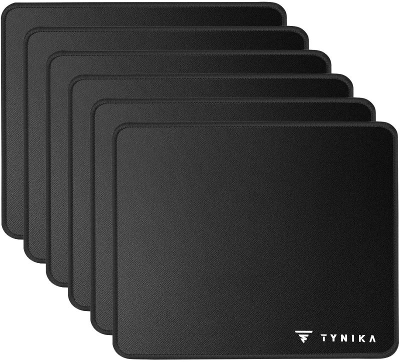 Photo 1 of TYNIKA 6 Pack Mouse Pad with Stitched Edge, Mousepad with Non-Slip Rubber Base, Washable Mousepads Bulk, Waterproof Mouse Pads for Laptop,Office,Home, 10.2x8.3x0.12inch Black
