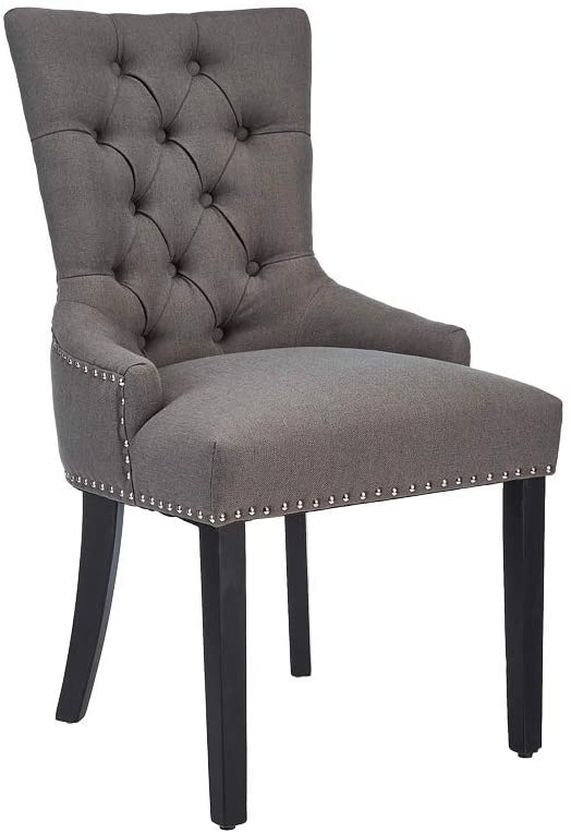 Photo 1 of CangLong Modern Elegant Button-Tufted Upholstered Fabric With Nailhead Trim Dining Side Chair for Dining Room Accent Chair for Bedroom, Dark Grey
