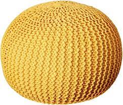 Photo 1 of Christopher Knight Home Belle Knitted Cotton Pouf, Yellow
