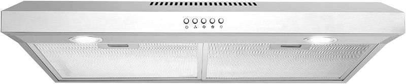 Photo 1 of Cosmo 5U30 30 in. Under Cabinet Range Hood with Ducted / Ductless Convertible Slim Kitchen Over Stove Vent, 3 Speed Exhaust Fan, Reusable Filter, LED Lights in Stainless Steel