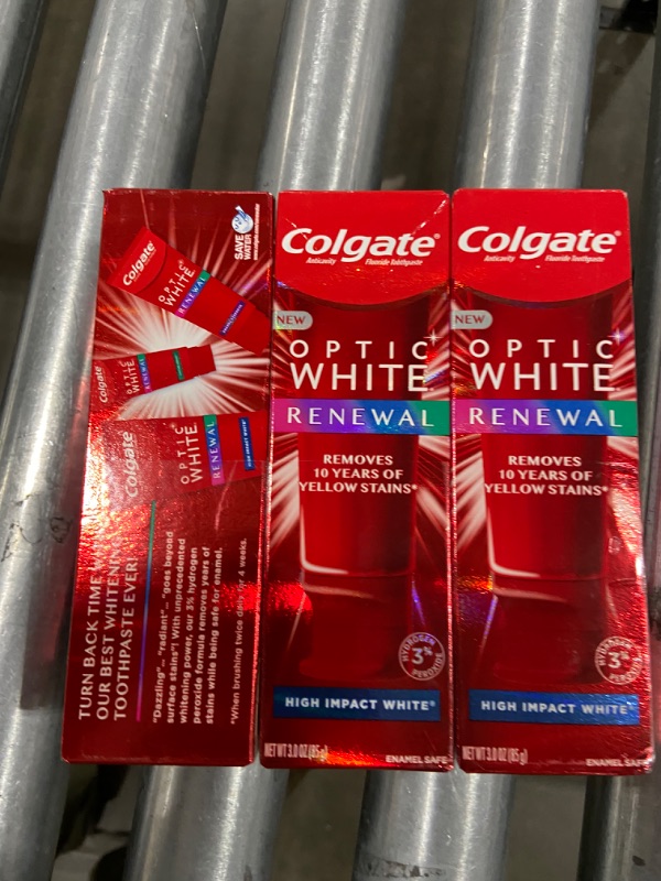 Photo 2 of Colgate Optic White Renewal Teeth Whitening Toothpaste, High Impact White, 3 Oz, 3 Pack

