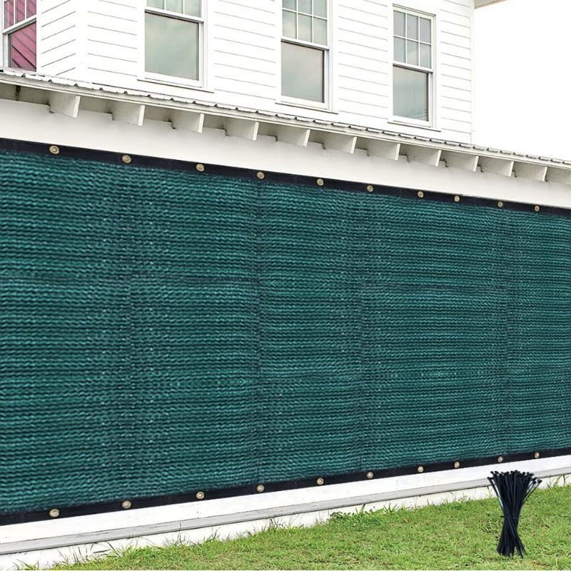 Photo 1 of 5ftx50ft Dark Green Privacy Screen Fence Mesh Shade Cover Fabric for Outdoor Garden Backyard Porch Patio