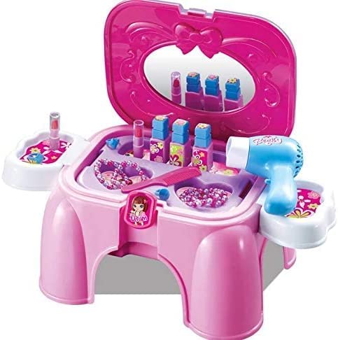 Photo 1 of JOYSAE 2-in-1 Toddler Pretended Play Set, Beautiful Little Stool Toy, Dresser Toy Set with Various Accessories, Early Developmental Toys, Best Gift for Little Girls
