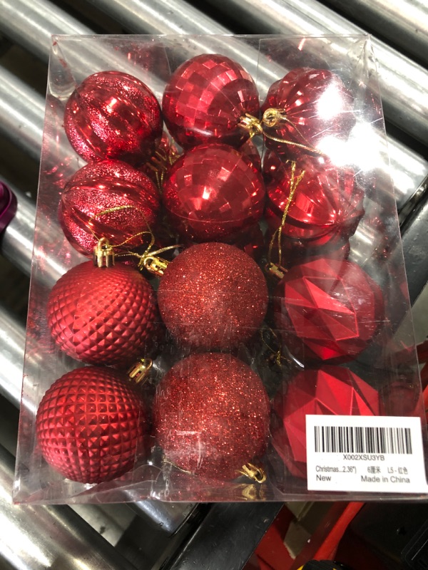 Photo 2 of Dohance Christmas Balls Ornaments, Xmas Ball Baubles Set - Shatterproof Decorative Hanging Ornaments Baubles Set for Xmas Tree (Red, 60mm/2.36")