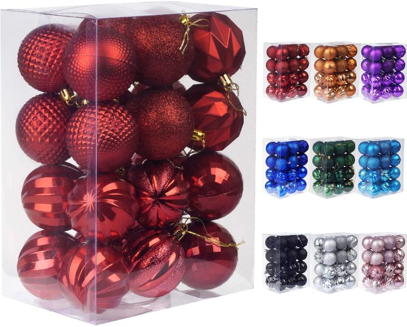 Photo 1 of Dohance Christmas Balls Ornaments, Xmas Ball Baubles Set - Shatterproof Decorative Hanging Ornaments Baubles Set for Xmas Tree (Red, 60mm/2.36")