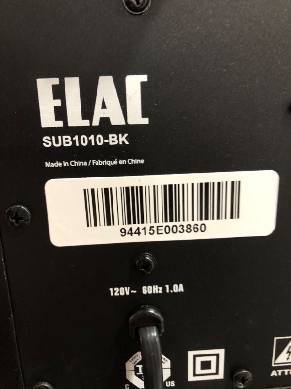 Photo 1 of Elac SUB1010 120 Watt 10" Powered Subwoofer, Black, SUB1010-BK