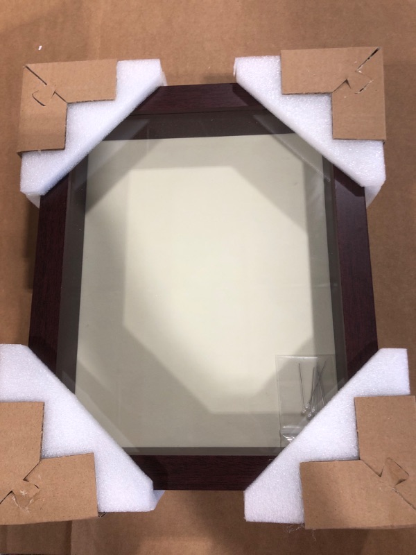 Photo 2 of Americanflat 8x10 Shadow Box Frame in Mahogany with Soft Linen Back - Composite Wood with Shatter Resistant Glass for Wall and Tabletop
