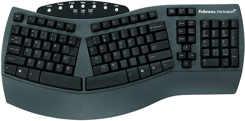 Photo 1 of Fellowes FEL98915 Microban Split Design Wired Keyboard, Dark Gray (98915)
