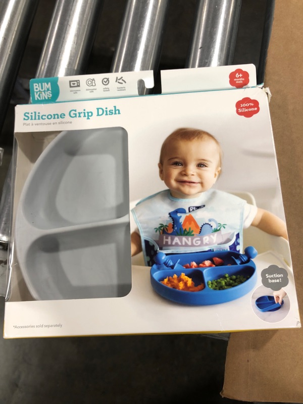 Photo 2 of Bumkins Silicone Grip Dish, Suction Plate, Divided Plate, Baby Toddler Plate, BPA Free, Microwave and Dishwasher Safe – Marbled
