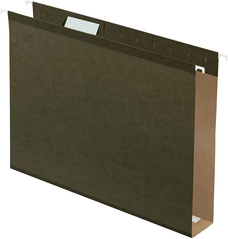 Photo 1 of Pendaflex Extra Capacity Reinforced Hanging File Folders, 2", Letter Size, Standard green, 1/5 Cut, 25/BX (04152X2)
