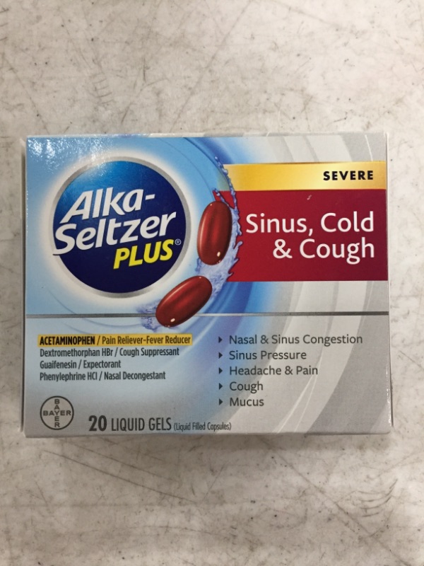 Photo 2 of Alka-Seltzer Plus Severe Sinus, Cold & Cough Liquid Gels, 20 Count
