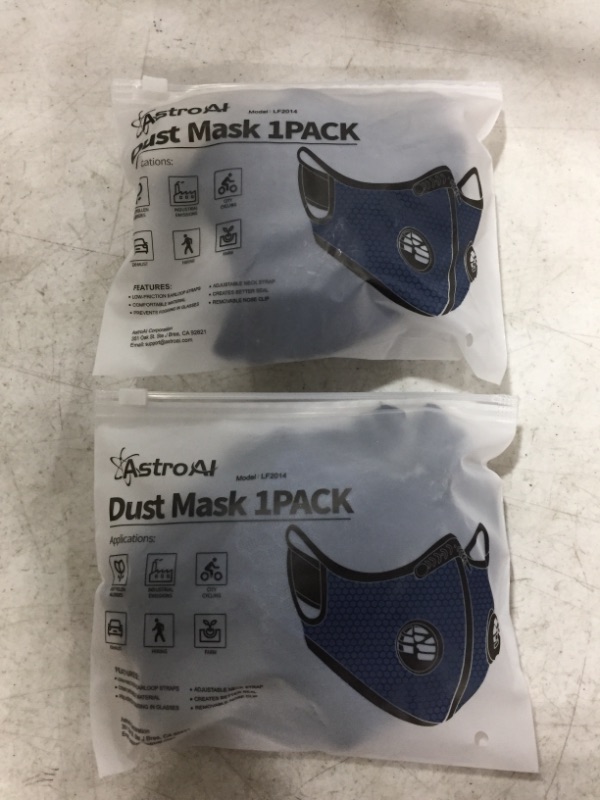 Photo 2 of AstroAI Face Mask Reusable Dust Mask with Filters,Adjustable for Woodworking, Construction, Outdoor (Black, 1 Mask + 6 Extra Activated Carbon Filters Included)
LOT OF 2.