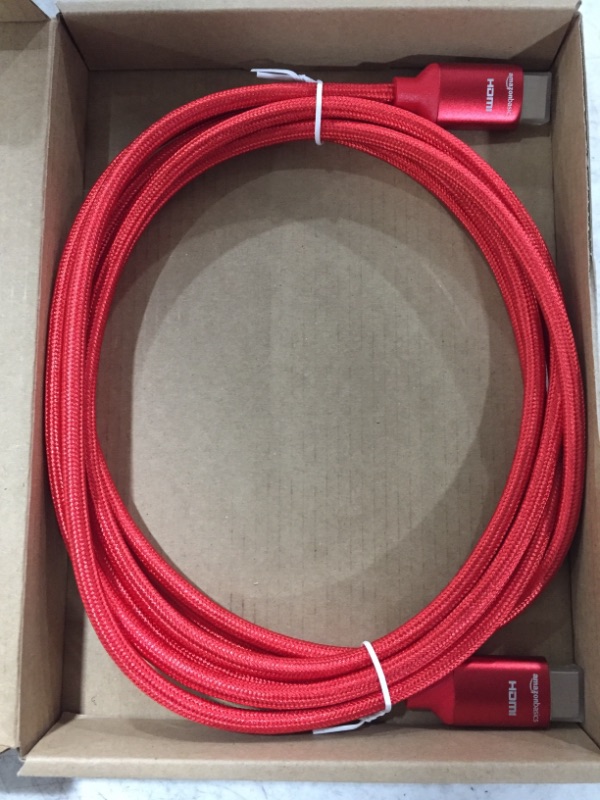 Photo 3 of Amazon Basics 10.2 Gbps High-Speed 4K HDMI Cable with Braided Cord, 10-Foot, Red
